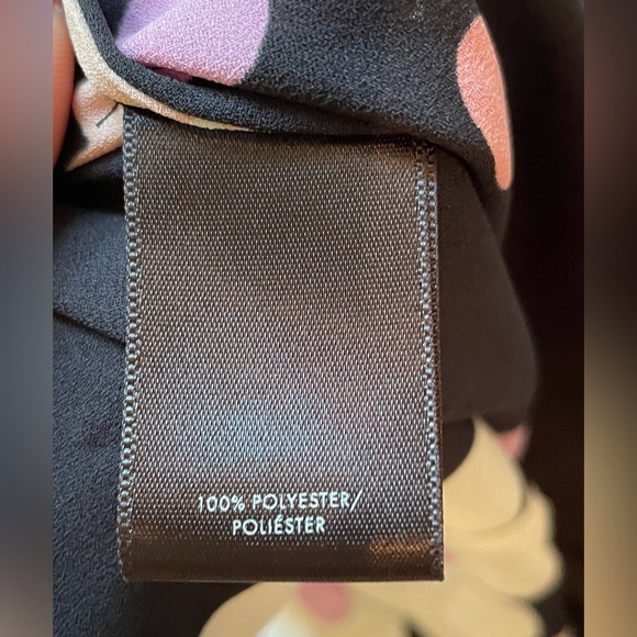 Ann Taylor Vibrant Floral Bow Cuff Black Long Sleeve Keyhole Blouse Feminine Fun - Picture 7 of 10